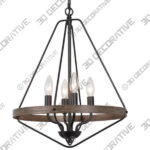 Industrial Black Diamond-Shaped Chandeliers - 4 Lights