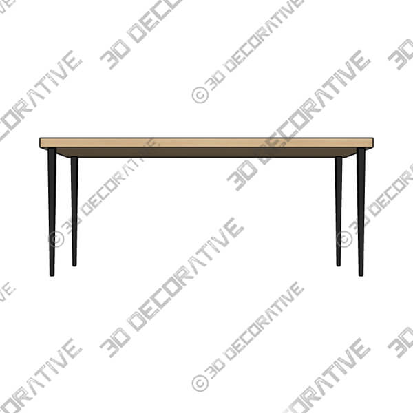 Farmhouse Dining Table, Natural Wood - 3D Decorative