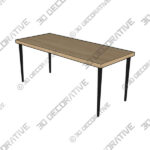 Farmhouse Dining Table, Natural Wood - 3D Decorative