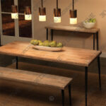 Farmhouse Dining Table, Natural Wood - 3D Decorative