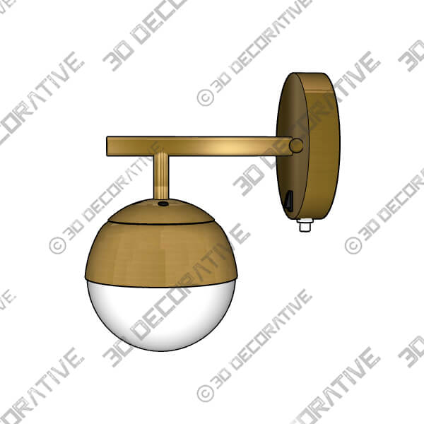 360 Lighting Luna Brass and White Glass Globe Modern Plug-In Wall Lamp - 3D Decorative