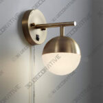 360 Lighting Luna Brass and White Glass Globe Modern Plug-In Wall Lamp