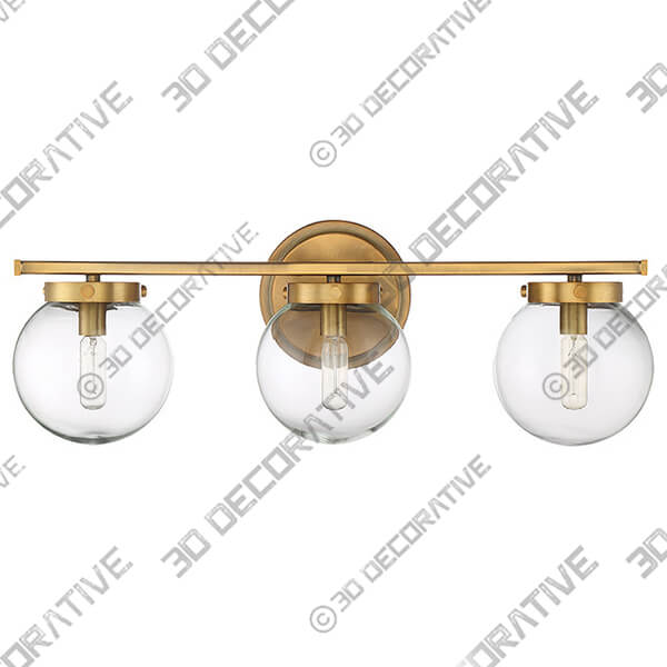 3-Light Bath Bar, Natural Brass