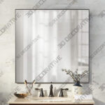 Aryn Matte Black 30 Square Wall Mirror - 3D Decorative