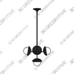 Mira 4-Globe LED Pendant, Matte Black and Satin Brass