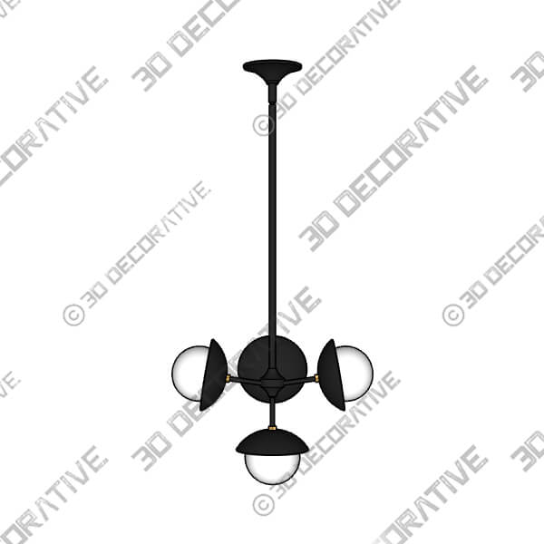 Mira 4-Globe LED Pendant, Matte Black and Satin Brass