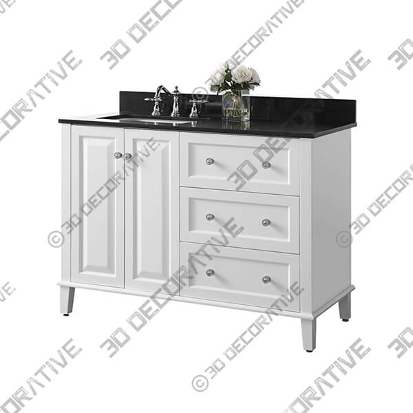 Hannah White 48 Quartz-Top Off-Center Left Sink Vanity