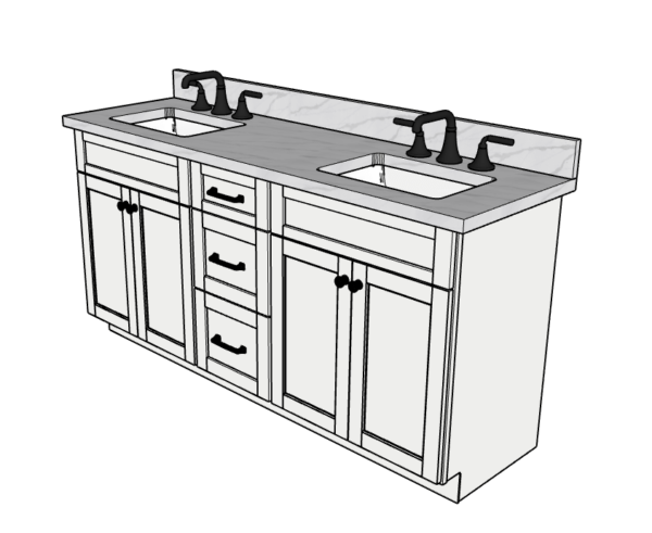 69 Inches to 72 Inches Vanity - 3D Decorative