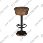 Caymus Counter Stool Waxed Wood and Iron - 3D Decorative