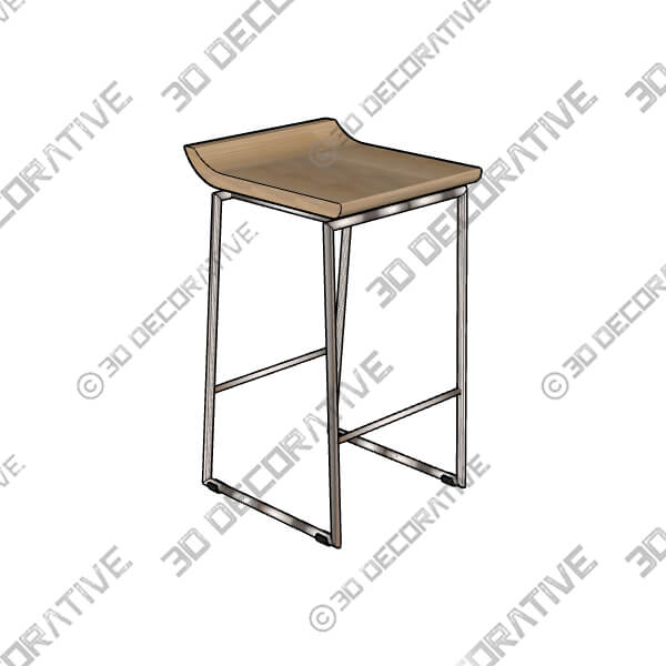 Givens Light Brown Solid Wood with Silver Metal Frame Counter Stool