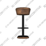 Caymus Counter Stool Waxed Wood and Iron - 3D Decorative