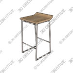 Givens Light Brown Solid Wood with Silver Metal Frame Counter Stool - 3D Decorative