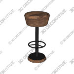 Caymus Counter Stool Waxed Wood and Iron - 3D Decorative