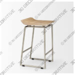 Givens Light Brown Solid Wood with Silver Metal Frame Counter Stool - 3D Decorative