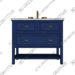 Bruce 36 14 Wide 1-Drawer Blue Teak Wood Single Sink Vanity