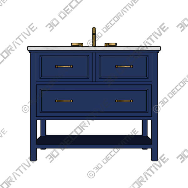 Bruce 36 14 Wide 1-Drawer Blue Teak Wood Single Sink Vanity