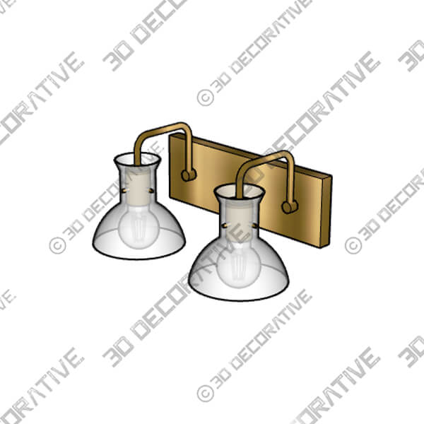 Aged Brass Luke 2 Light Transparent Dimmable Vanity Light - 3D Decorative