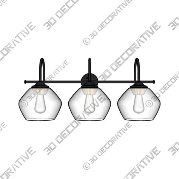 3-Light Vanity Light, Dark Bronze - 3D Decorative