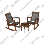 3-Piece EucalyptusDriftwood Gray Wicker Rocking Chair 3-Piece EucalyptusDriftwood Gray Wicker Rocking Chair - 3D Decorative