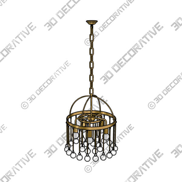 Aubrey Round Chandelier Brass - 3D Decorative