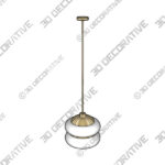 Lamp (3) (12) CEILING LAMP ADAMS Glass and Gold Plated Brass - 3D Decorative