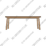 Dining Bench (1) Lena Dining Bench, Natural Oak - 3D Decorative