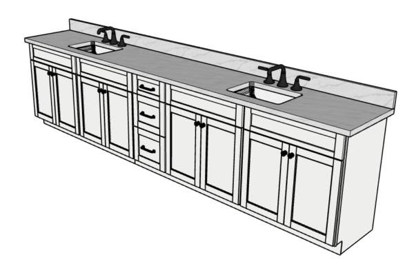 135 Inches to 138 Inches Vanity - 3D Decorative