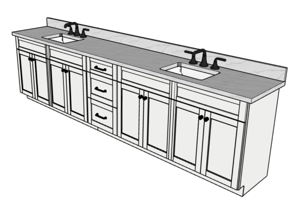 126 Inches to 129 Inches Vanity - 3D Decorative