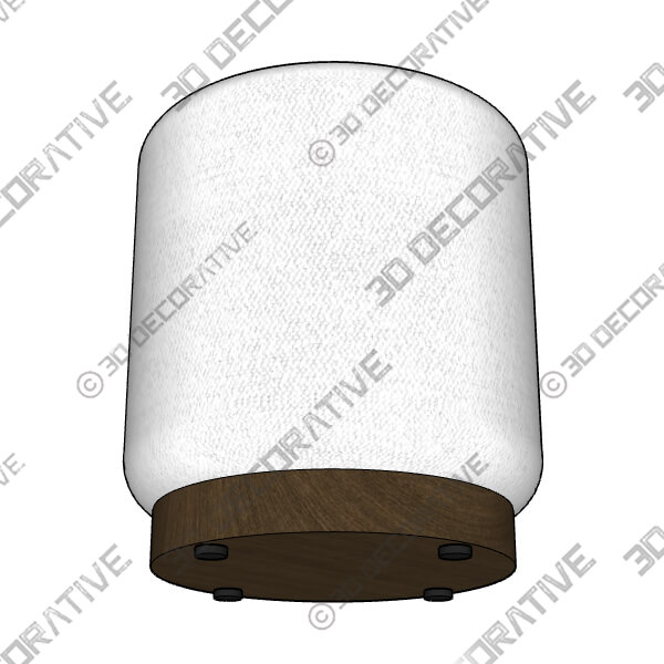 Uttermost Avila Gray and White Fabric Ottoman with Wooden Base - 3D Decorative