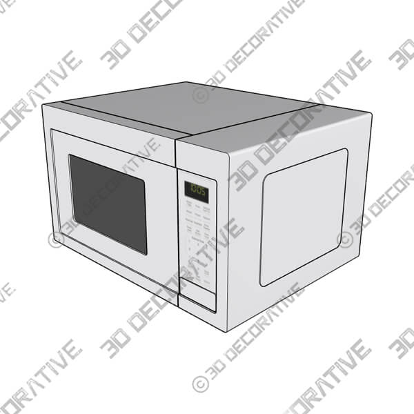 White GE Appliances 0.9 Cubic Feet Countertop Microwave - 3D Decorative