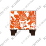 Ottoman (1) (14) Wilding Garden Bird Orange Fabric Nail Button Square Ottoman - 3D Decorative