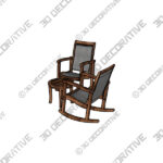 Chair (3) (15) 3-Piece EucalyptusDriftwood Gray Wicker Rocking Chair - 3D Decorative