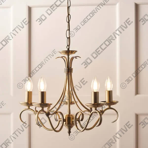 5 Light Candelabra Ceiling Fitting 5 Light Candelabra Ceiling Fitting - 3D Decorative