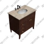 Drawer (3) (2) Afton 32 Wide 3-Drawer Marble Top - 3D Decorative