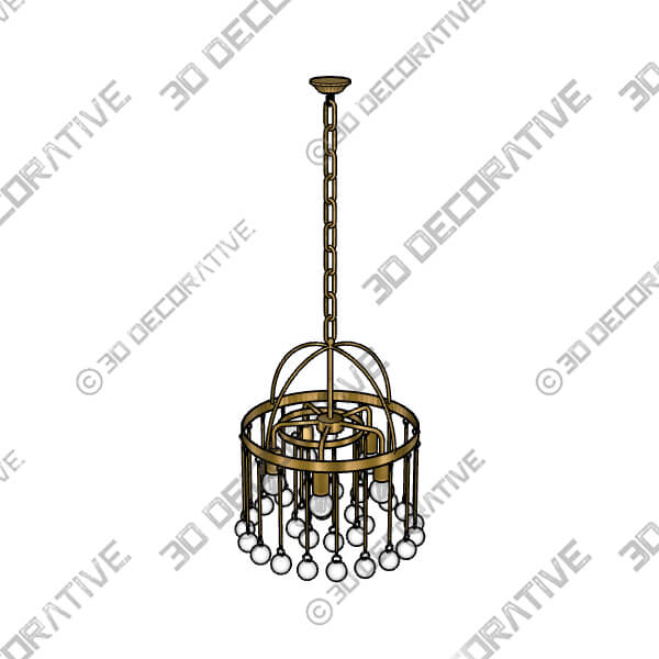 Aubrey Round Chandelier Brass - 3D Decorative