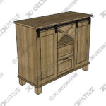 Side Board (3) (9) Dark Brown Chartres 39.37'' Wide 2 Drawer 2 Barn Door Sideboard - 3D Decorative