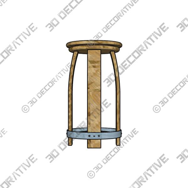 Engraved Barrel Bar Stool - 3D Decorative