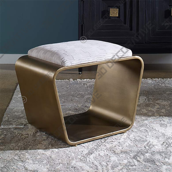 Uttermost Hoop 24 Wide Gold and White Small Accent Bench - 3D Decorative