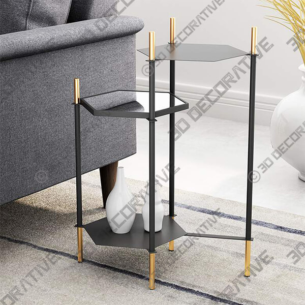 Zuo William Painted Black Gold Metal Side Table - 3D Decorative