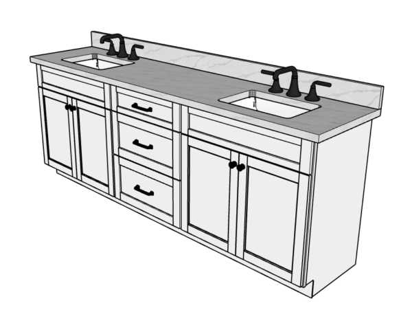 90 Inches to 93 Inches Vanity - 3D Decorative