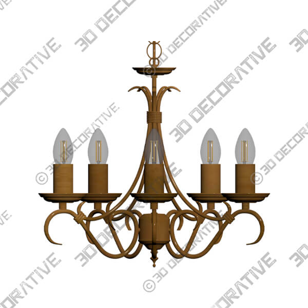 5 Light Candelabra Ceiling Fitting - 3D Decorative