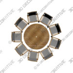 Dining Set (2) 9-Piece Eucalyptus Round Lazy Susan Dining set - 3D Decorative