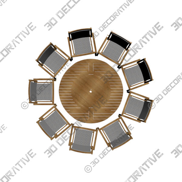 9-Piece Eucalyptus Round Lazy Susan Dining set - 3D Decorative