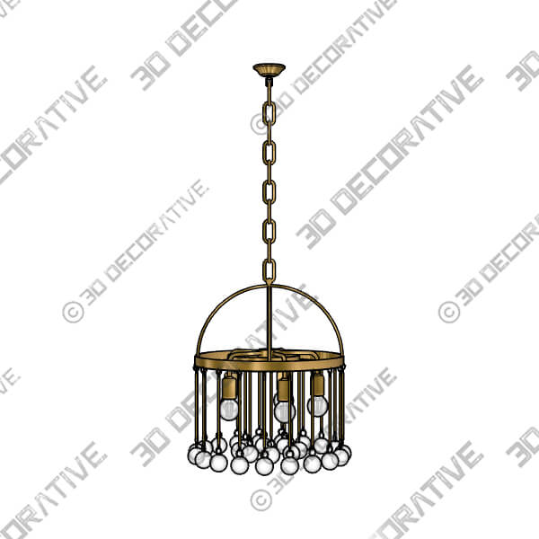 Aubrey Round Chandelier Brass - 3D Decorative