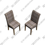 Chair (1) (19) Chester Set of 2 Dining Chairs, Woven Check Fabric - 3D Decorative
