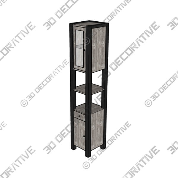 Colton Tall Bathroom Unit, Concrete Effect Colton Tall Bathroom Unit, Concrete Effect - 3D Decorative