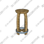 Stool (3) (5) Engraved Barrel Bar Stool - 3D Decorative