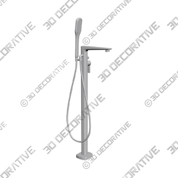 Floorstanding Bath Shower Mixer with Handset Kit - 3D Decorative