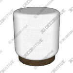 Uttermost Avila Gray and White Fabric Ottoman with Wooden Base-3DDecorative Uttermost Avila Gray and White Fabric Ottoman with Wooden Base - 3D Decorative