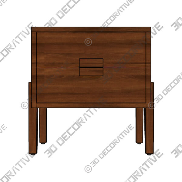 Vireo Walnut 2-Drawer Nightstand-3DDecorative Vireo Walnut 2-Drawer Nightstand - 3D Decorative